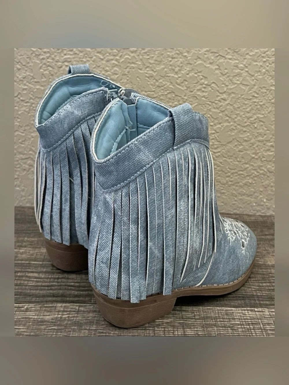 Pawz Toddler Girl Denim Western Cowgirl Boots Blue Color Size-12